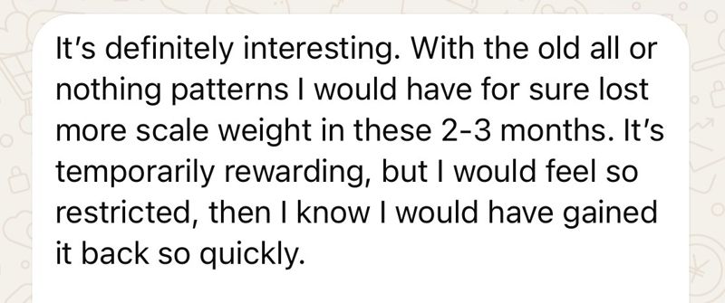 WhatsApp message from a coaching client