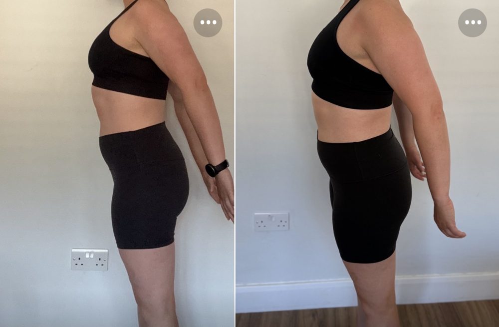 Before and after photos of a coaching client