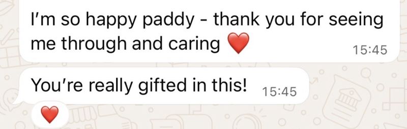 WhatsApp message from a coaching client